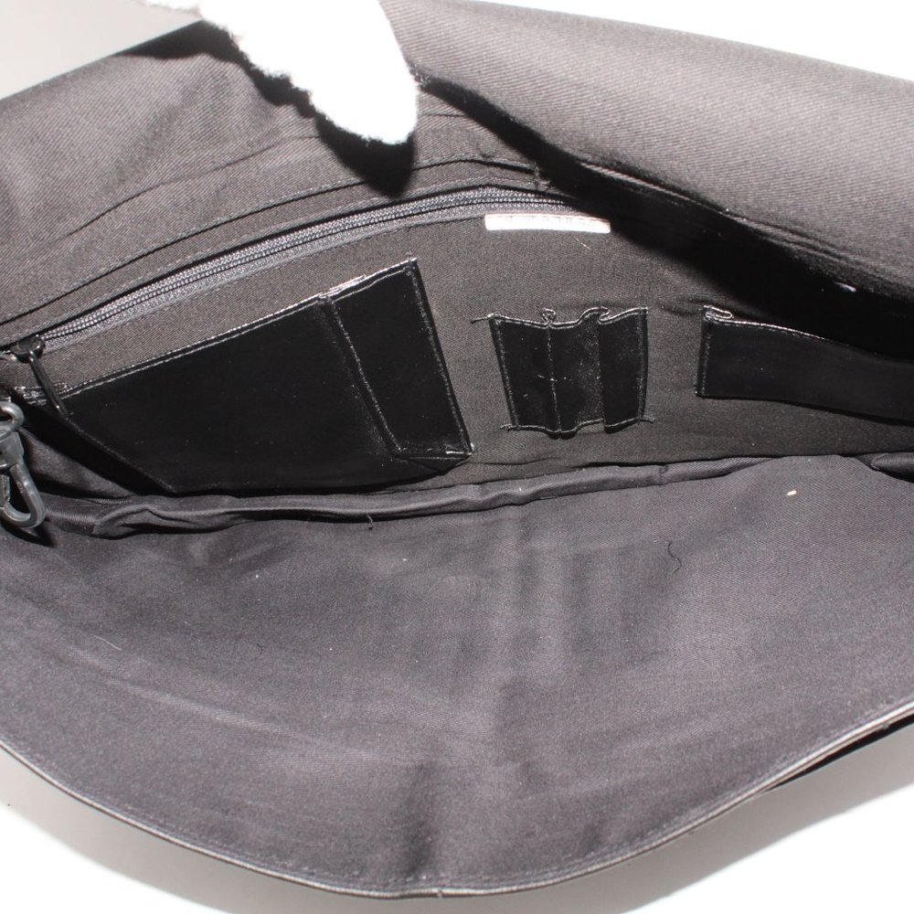 Faux Leather Laptop Business Messenger Bag Black Brown Adjustable Strap Travel - Picture 5 of 9